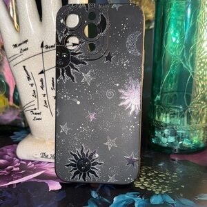 Celestial Black Phone Case with Starry Design